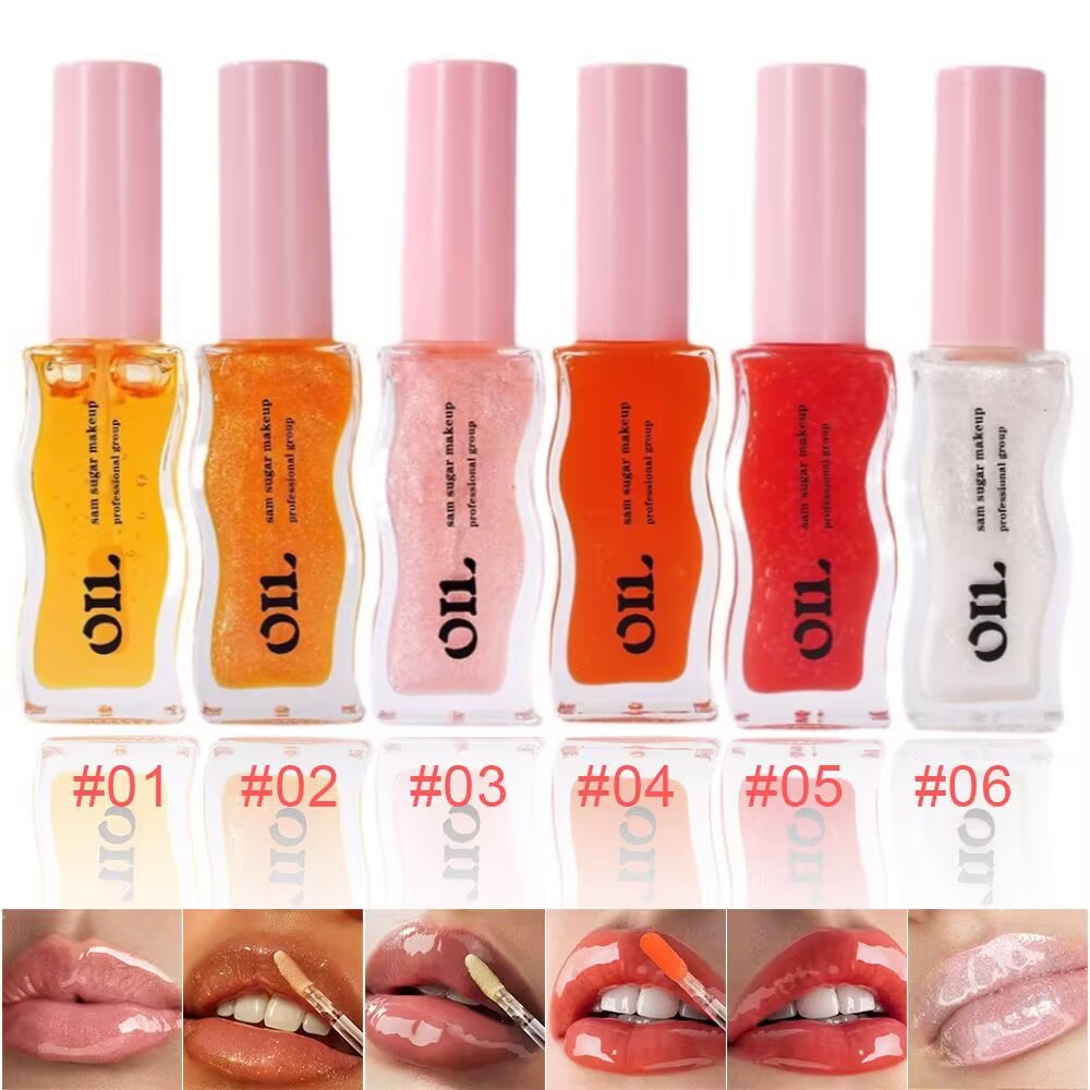 Honey Infused Hydrating Lip Oil, Nourishing Lip Moisturizer for Dry Lips, High Shine, Smooth Finish, Clear Pink Shimmer Shade, Fresh Watermelon Scent, Watermelon Sugar, 8ml