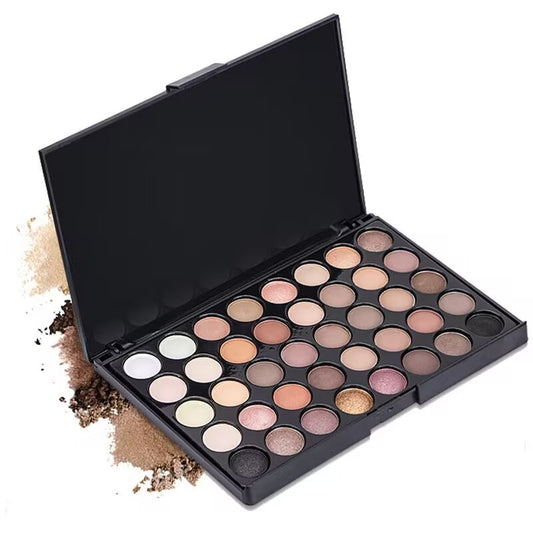 40 Colors Neutral Smokey Makeup Eyeshadow Palette, Professional High Pigmented Matte Shimmer Glitter Black Grey Naked Nude Brown Makeup Pallet Waterproof Long Lasting Eye Shadow Powder