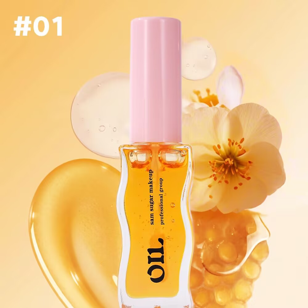 Honey Infused Hydrating Lip Oil, Nourishing Lip Moisturizer for Dry Lips, High Shine, Smooth Finish, Clear Pink Shimmer Shade, Fresh Watermelon Scent, Watermelon Sugar, 8ml