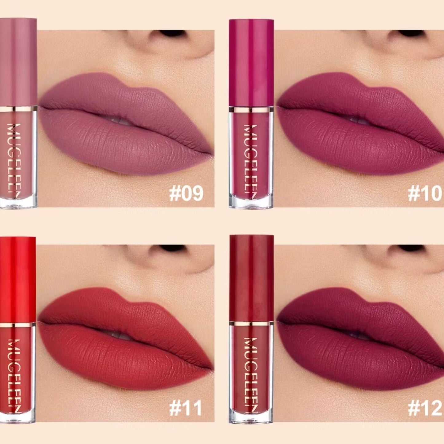 12 Colors Book Style Velvet Matte Liquid Lipstick Christmas Gift Set Long-Lasting Non-Stick Cup Not Fade Shimmer Nude Lip Gloss Thanks For the Love Lip Set