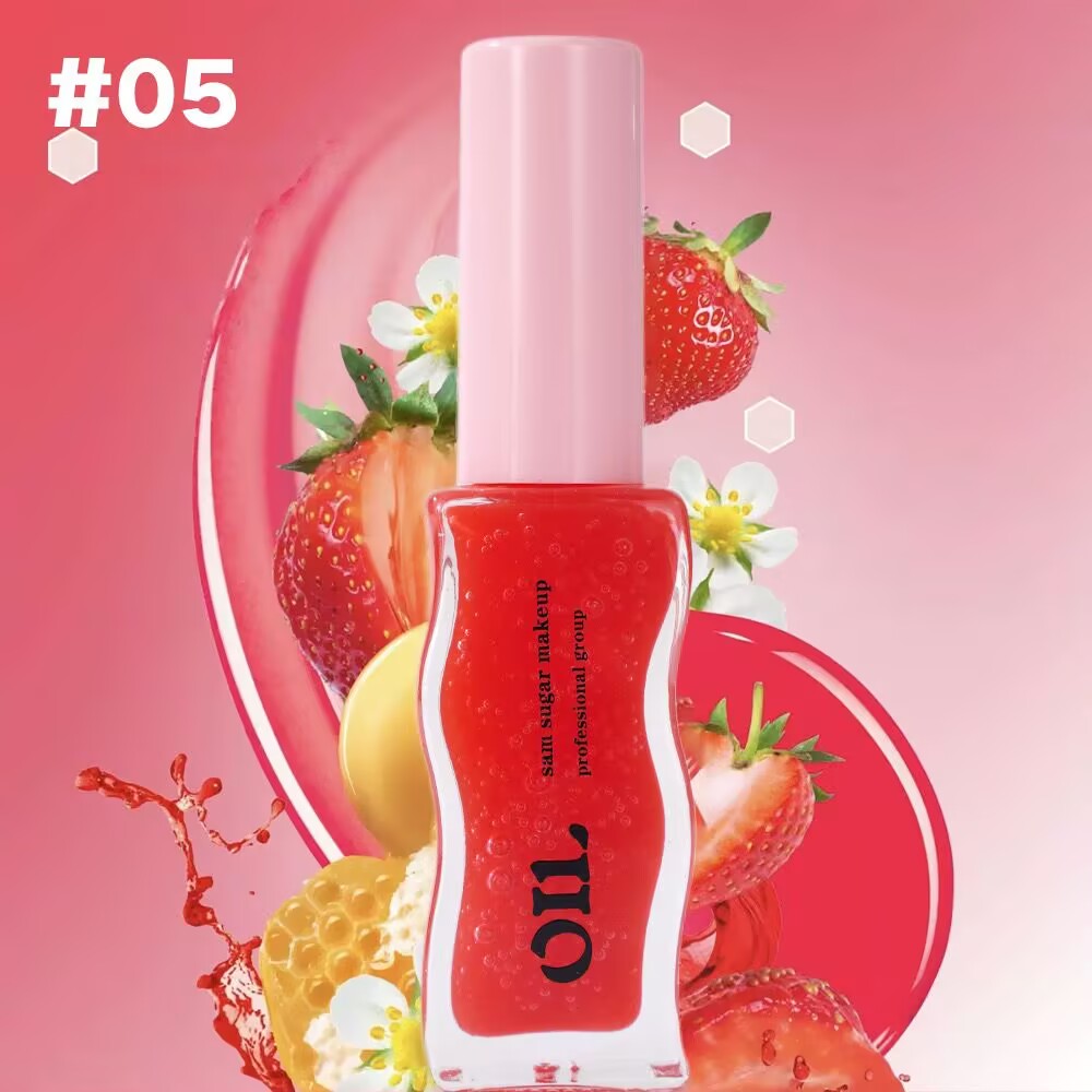 Honey Infused Hydrating Lip Oil, Nourishing Lip Moisturizer for Dry Lips, High Shine, Smooth Finish, Clear Pink Shimmer Shade, Fresh Watermelon Scent, Watermelon Sugar, 8ml