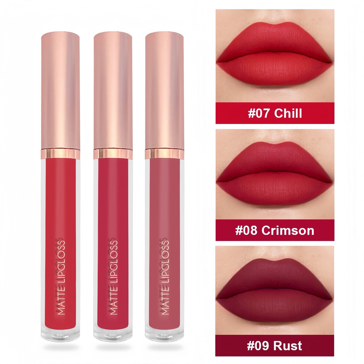 3Pcs Red Silky Velvet Matte Liquid Lipstick Lip Gloss Set for Women Long Lasting 24 Hours Color Stay Lipstick labiales  matte larga duracion mate 24 horas originales